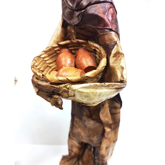 Vintage Mexican Folk Art Paper Mache Figures 14" Handmade Village People Set 2 - Picture 9 of 10